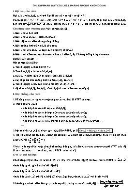 Toán 12 - Ôn tập phần mặt cầu, mặt phẳng trong không gian
